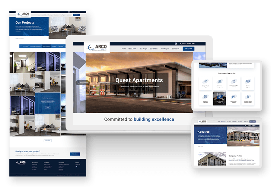 Dazzl Design created the website for construction company ARCO to present their services